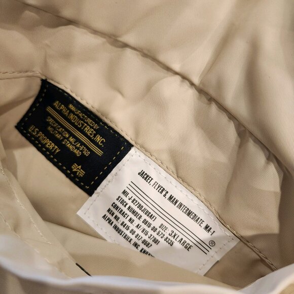 Alpha Industries Flyer's Intermediate MA-1 Reversible Bomber Jacket Sz 3XL Beige - Picture 16 of 16